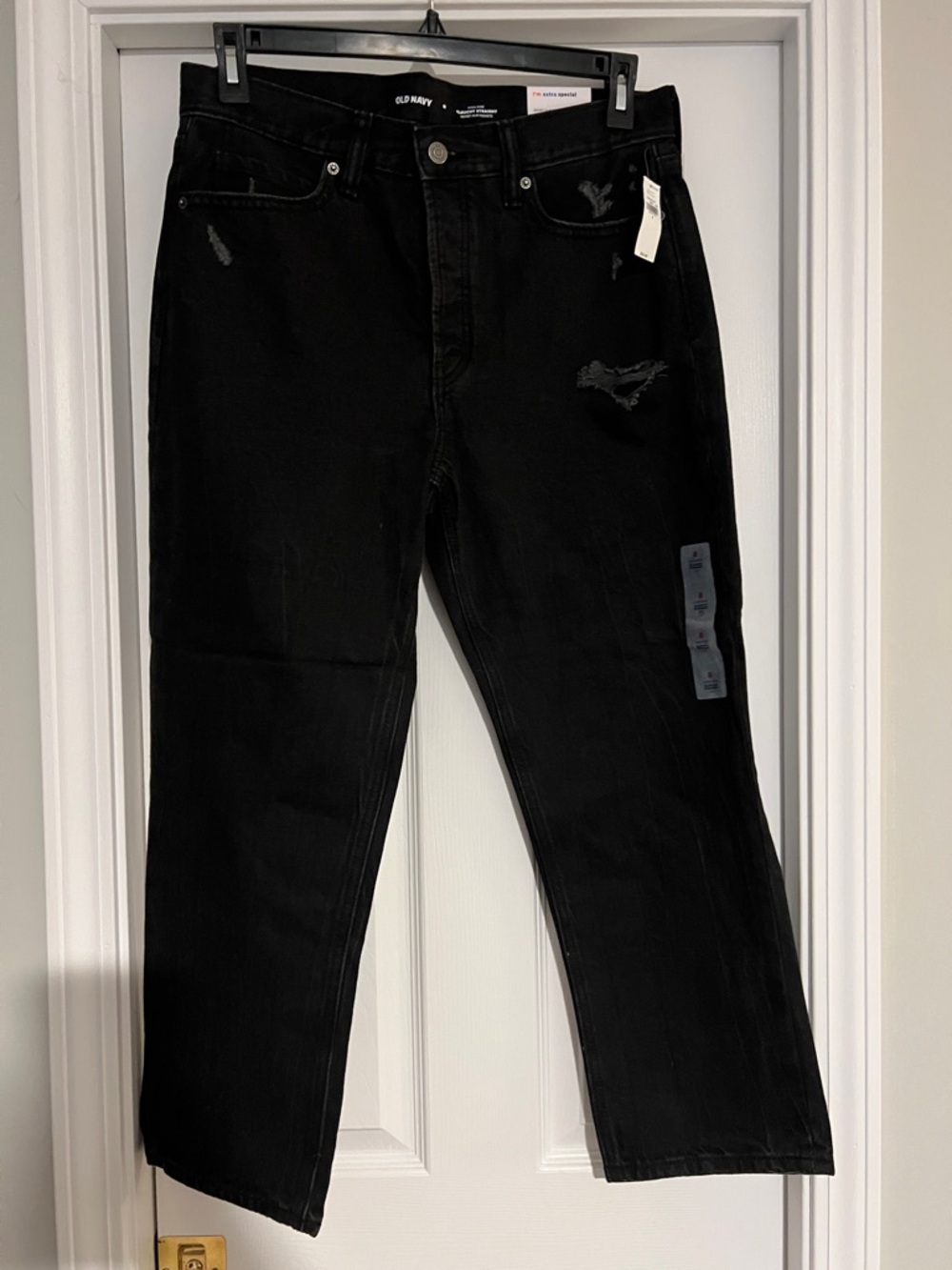 Old Navy Women's Black Slouchy Straight Jeans with Secret Slimming Pockets
